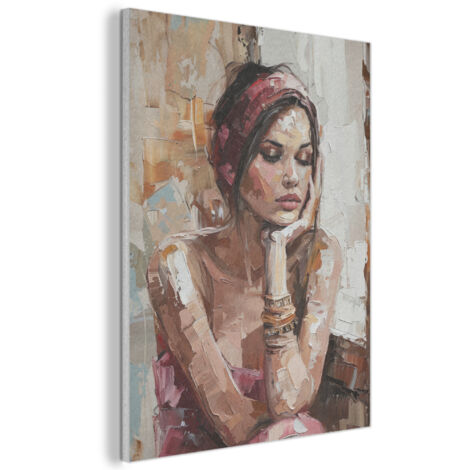 Acoustic Felt Wall Art Woman - Paint look - Portrait - Modern 70x100 cm (1/5)