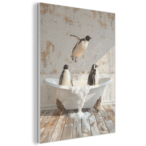 Acoustic Felt Wall Art Vintage - Penguin - Bathtub - Foam 70x100 cm