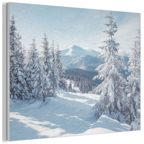 Acoustic Felt Wall Art Winter landscape - Nature - Mountain - Trees - Snow 80x60 cm (1/5)