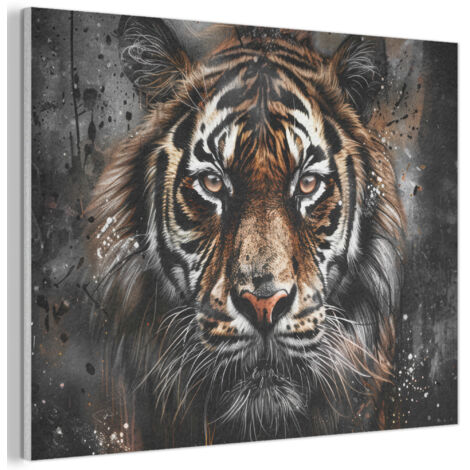 Acoustic Felt Wall Art Tiger - Animals - Portrait - Luxury - Black 100x70 cm (1/5)
