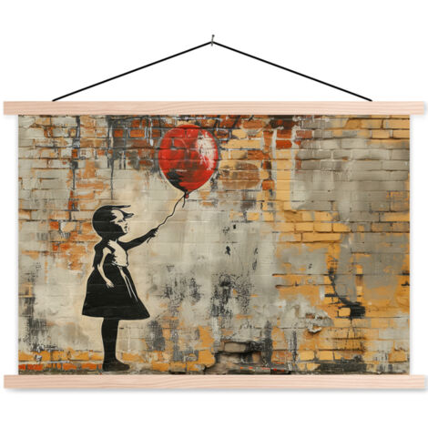 TEXTILE WALL ART Graffiti - Banksy - Girl - Street art 60x40 cm (1/3)