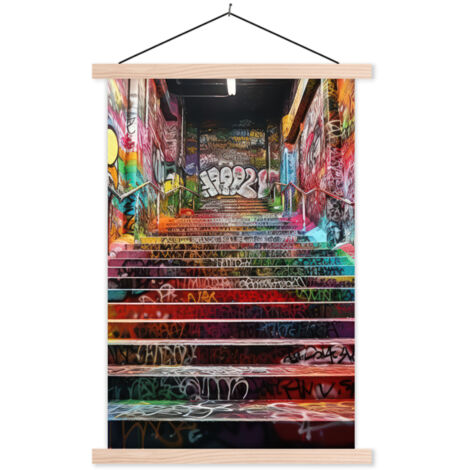 TEXTILE WALL ART Stairs - Graffiti - Colors - Art 40x60 cm (1/3)