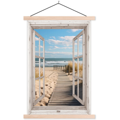 TEXTILE WALL ART Window - Sea - Coast - Nature - vista - Beach - Wadden Sea 40x60 cm (1/3)