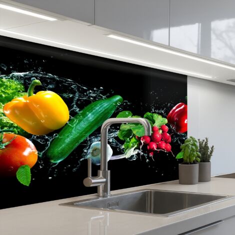 Kitchen Splashback Vegetable - Splash - Black 80x60 cm (1/5)