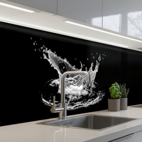 Kitchen Splashback Water - Splash - Water - Black 400x80 cm