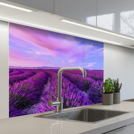 Kitchen Splashback Lavender - Purple - Flowers - Nature 100x80 cm