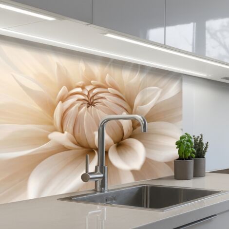 Kitchen Splashback Flower - Dahlia - White 80x60 cm (1/5)