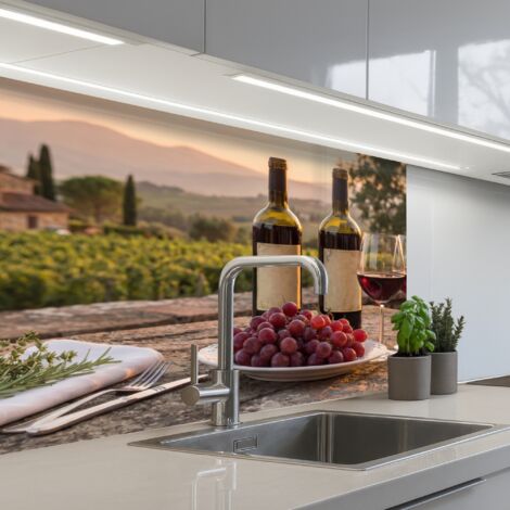 Kitchen Splashback Wine - Glasses - Grapes - Vineyard 80x60 cm (1/5)