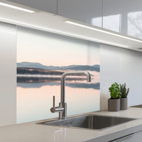 Kitchen Splashback Water - Trees - Fog layer 80x80 cm (1/5)