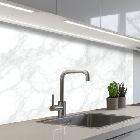 Kitchen Splashback Minimalist - White - Gray veins 100x60 cm