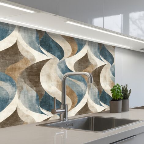 Kitchen Splashback Abstract - Waves - Colorful 80x60 cm