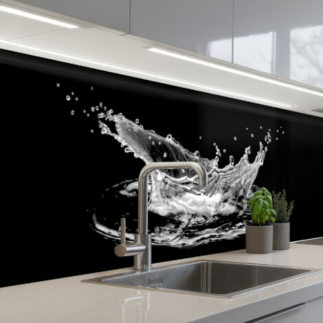 Kitchen Splashback Water - Splash - Water - Black 250x80 cm