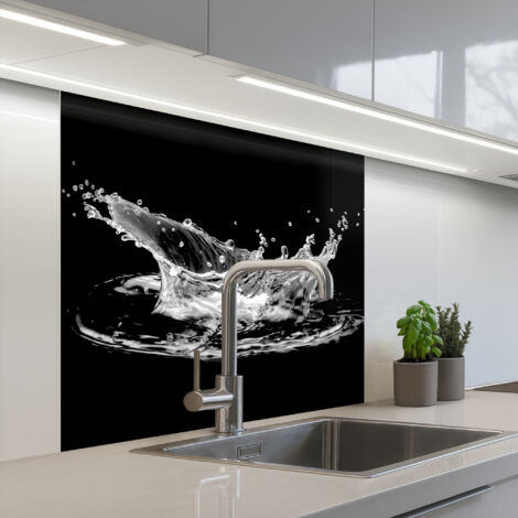 Kitchen Splashback Water - Splash - Water - Black 80x80 cm