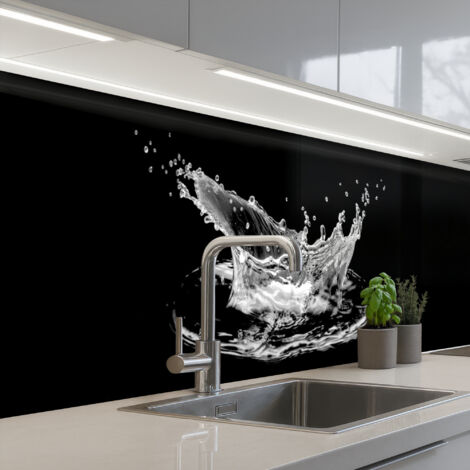 Kitchen Splashback Water - Splash - Water - Black 250x60 cm
