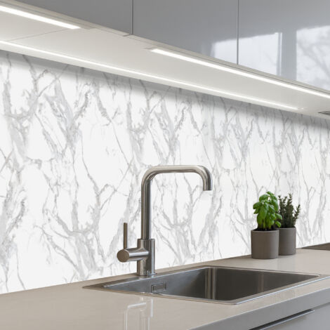 Kitchen Splashback Marble - Pure - Gray - Veins 400x60 cm