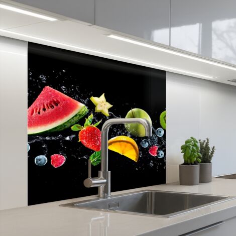 Kitchen Splashback Splash - Fruit - Black 80x80 cm