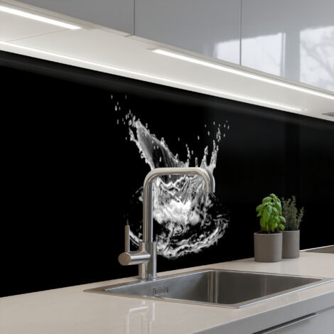 Kitchen Splashback Water - Splash - Water - Black 450x60 cm