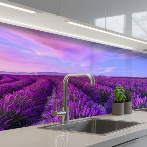 Kitchen Splashback Lavender - Purple - Flowers - Nature 200x80 cm