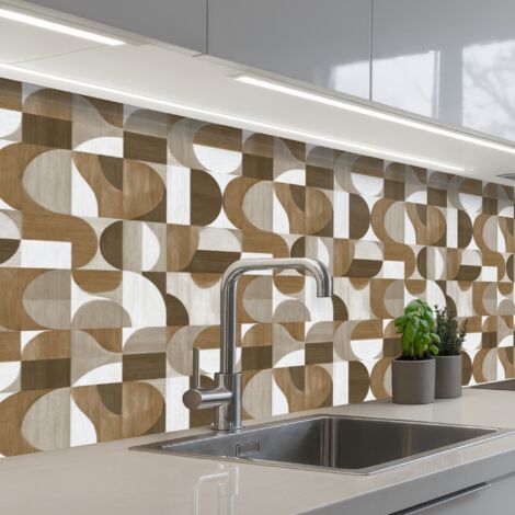 Kitchen Splashback Abstract - Retro - Brown 200x60 cm (1/5)