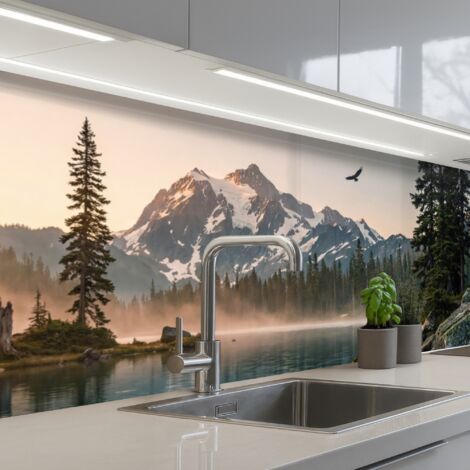 Kitchen Splashback Mountains - Water - Trees 300x80 cm