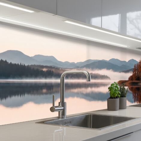 Kitchen Splashback Water - Trees - Fog layer 300x60 cm