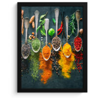 Framed Poster Herbs - Spices - Spoons 30x40 cm