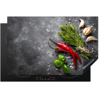 Induction Hob Protector Pepper - Herbs - Spices - Concrete 81.2x52 cm