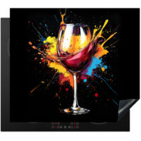 Induction Hob Protector Wine - Glass - Graffiti - Drink - Red - Paint 59x52 cm