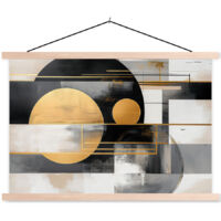 TEXTILE WALL ART Abstract - Gold - Silver - Shapes - Aesthetic - Modern 60x40 cm