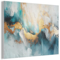 Acoustic Felt Wall Art Abstract - Art - Gold - Blue 80x60 cm