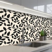 Kitchen Splashback Elegant - Pattern - Black - Beige 150x80 cm