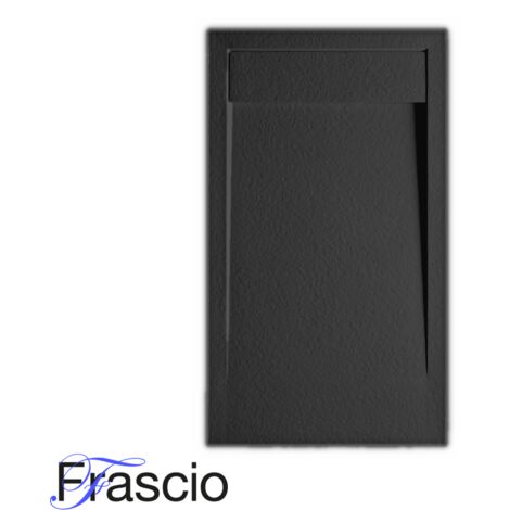 Piatto Doccia 70X165 cm Con Griglia In Marmo Vulcano Line Slim Nero In Resina e Marmo Con Piletta In Omaggio - FRASCIO