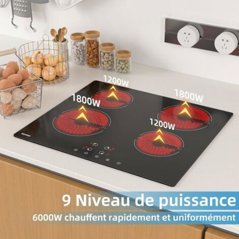 Ceramic Glass Hob - WEHIMO - 4 Burners - 6000W - Touch Control - Child Lock
