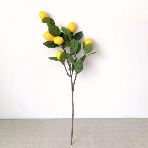 Künstlicher Zitronenzweig, 65 cm, mit grünen Blättern, Dekoration für Wohnzimmer und Schlafzimmer (1/5)