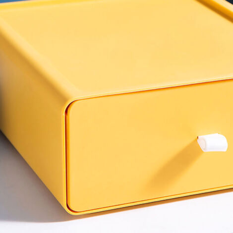 Stapelbare Schreibtisch-Aufbewahrungsbox – Schreibtisch-Organizer mit Schublade, großes Fassungsvermögen für Schulmaterialien, Gelb (1/5)