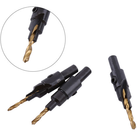 Satz von 5 HSS 1/4" Fasenfräsern für Holz, Rundschaft, professionelles Bohrset.