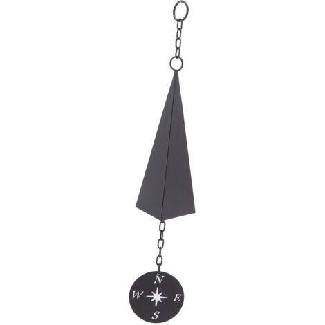 Dreieckiges Windspiel aus Metall mit Kompass – Wanddekoration für Garten, Terrasse und Veranda