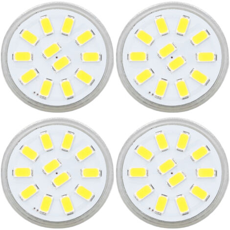 4er-Pack MR11 3W LED-Lampen, Doppelstiftsockel, 12 warmweiße LEDs, 360°-Wärmeableitung (1/5)