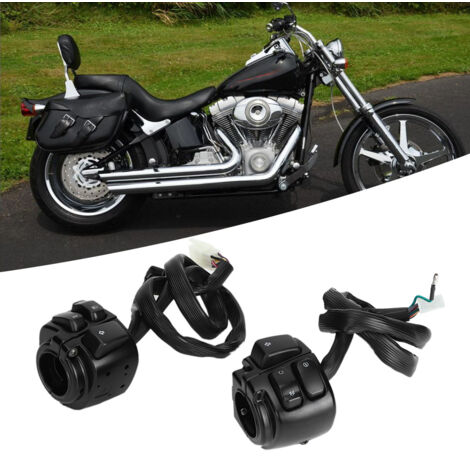 2-teiliger Motorrad-Scheinwerferschalter mit Kabelbaum und Griff, Schwarz (1/5)