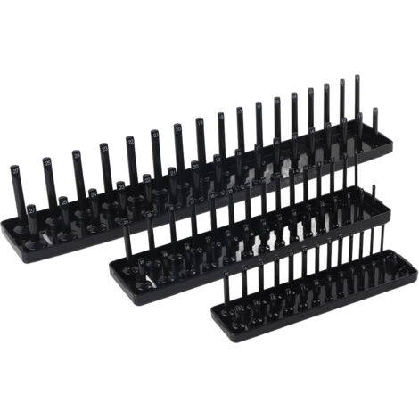 3-teiliger Steckschlüsselsatz (1/4", 3/8" und 1/2") – Schwarz – Multifunktionaler Werkzeugkasten (1/5)