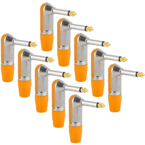 10 Stück XLR 6,35 mm abgewinkelte rostfreie professionelle Kopfhöreradapter-Stecker Orange (1/5)