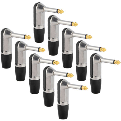 10 schwarze, abgewinkelte, professionelle, rostfreie 6,35-mm-XLR-Adapter für Mikrofone und Kopfhörer (1/5)