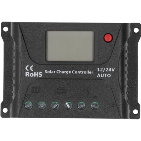 10A PWM-Solarladeregler mit LCD-Display und USB-Anschluss für 12V- und 24V-Module