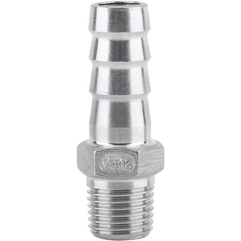 Edelstahl-Schlauchverbinder mit Widerhaken und Außengewinde (1/4" x 12 mm)