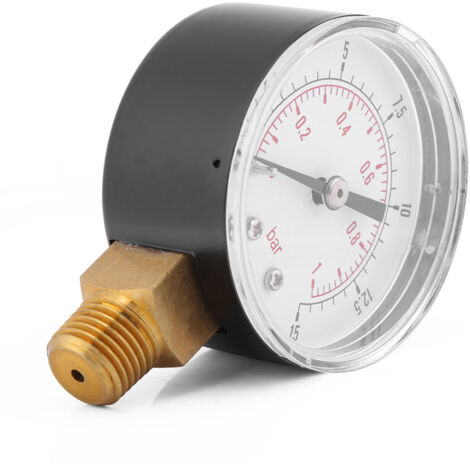 Mini-Niederdruckmanometer 0–15 psi / 0–1 bar, für Kraftstoff, Luft, Öl oder Wasser, BSPT-Gewinde (1/5)