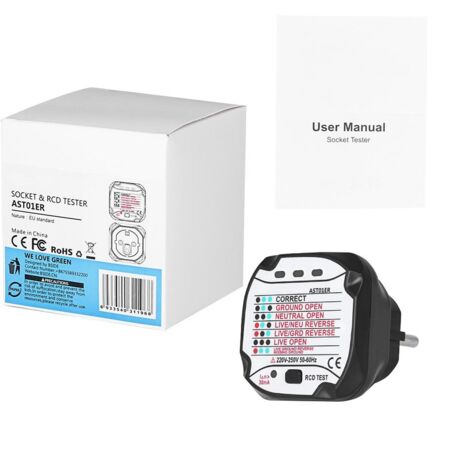 BSIDE AST01 Tragbarer 220-V-Steckdosenprüfer, professionelles elektrisches Testgerät mit EU-Stecker (1/5)