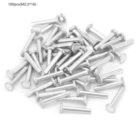 100 Aluminium-Flachkopfnieten M2,5 12/14/16 mm, Metallbefestigungselemente für die Montage (1/5)