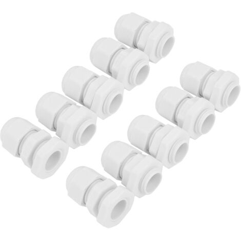 10 wasserdichte, weiße Nylon-Kabelverbinder (Schutzart IP68) für PG9-Kabel, 10er-Packung (1/5)
