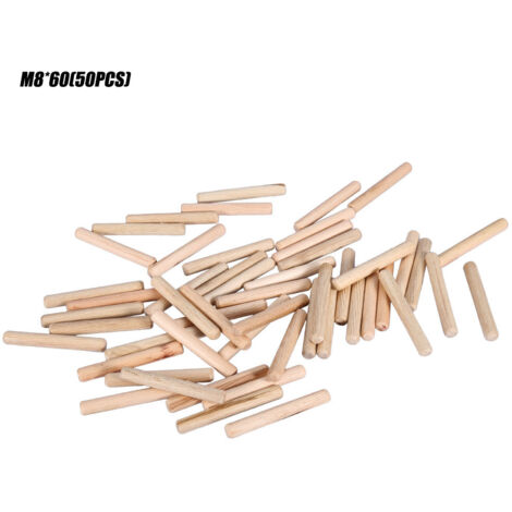 50 genutete Holzdübel 8x60 mm für Möbel- und Schubladenmontage, Heimwerker- und Holzbearbeitungszubehör (1/5)