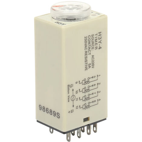 Zeitrelais H3Y-4, einstellbare Verzögerung 0–60 Min., 220 V AC, 5 A, Ein-/Ausschaltsteuerung (1/5)